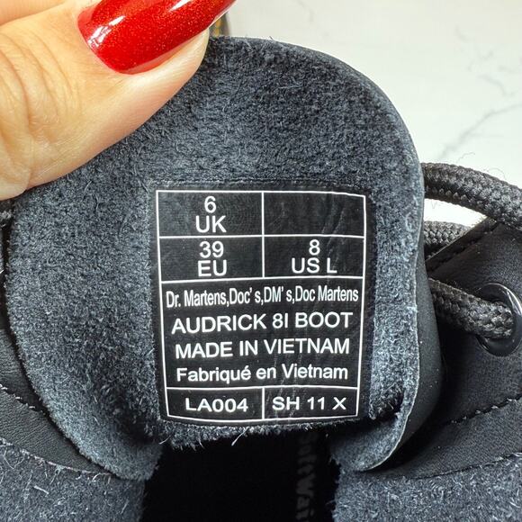 Dr. Martens Audrick Boot Black Leather Yellow Stitch Platform Women's size 8 - Picture 15 of 16